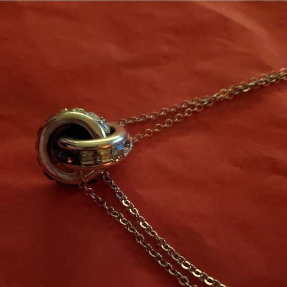 Brighton SPECTRUM RINGS Double Silver Swarovski Crystals Necklace NWT - Picture 9 of 10